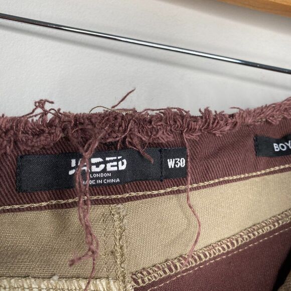 JADED LONDON Brown Patchwork Distressed Jeans | Size: 30 - Picture 5 of 8